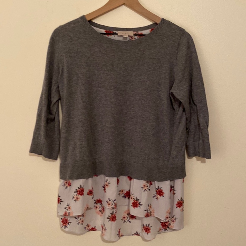 LOFT Sweater Blouse w/ floral detail
